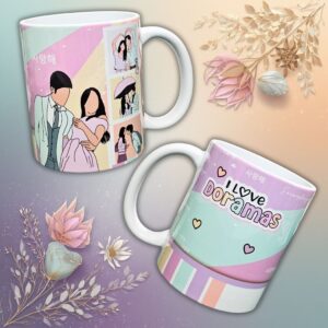 Caneca Dorama Fofa Personalizada | Caneca K-Drama Romântica Presente Dorameira Café Chá Criativa